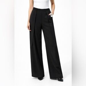 Anne Klein Black Wide Leg Trousers | High Rise Career Work Pants | Size 16 NWT
